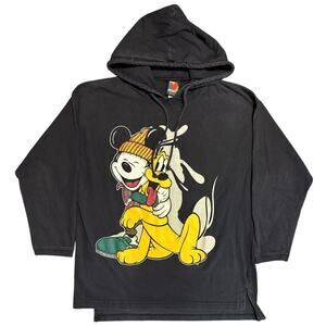 VTG 90s Disney Mickey Unlimited Grunge Mickey & Pluto Hoodie Jerry Leigh Medium